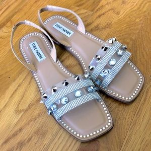 [8] Steve Madden clear rhinestone studded sandals